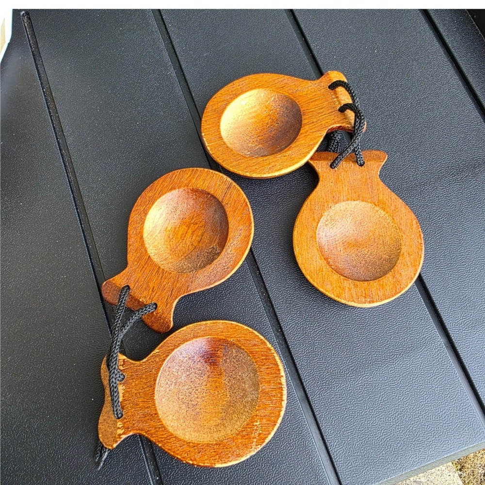Castanets Small Brown Portugal Souvenir Wood Percussion Finger Instruments